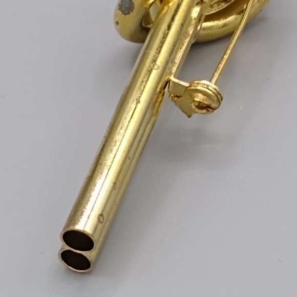 Gold Knot Bar Brooch Rhinestone Double Barrel Vtg - Picture 10 of 15